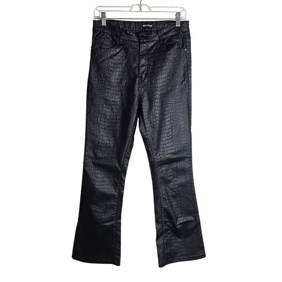Pretty Little Thing Black Snakeskin Print Bootcut Pants Size 10 - Picture 2 of 5